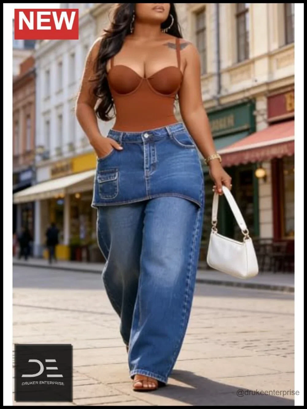 High Waisted Baggy Patchwork Wide Leg Jeans Y2K Streetwear